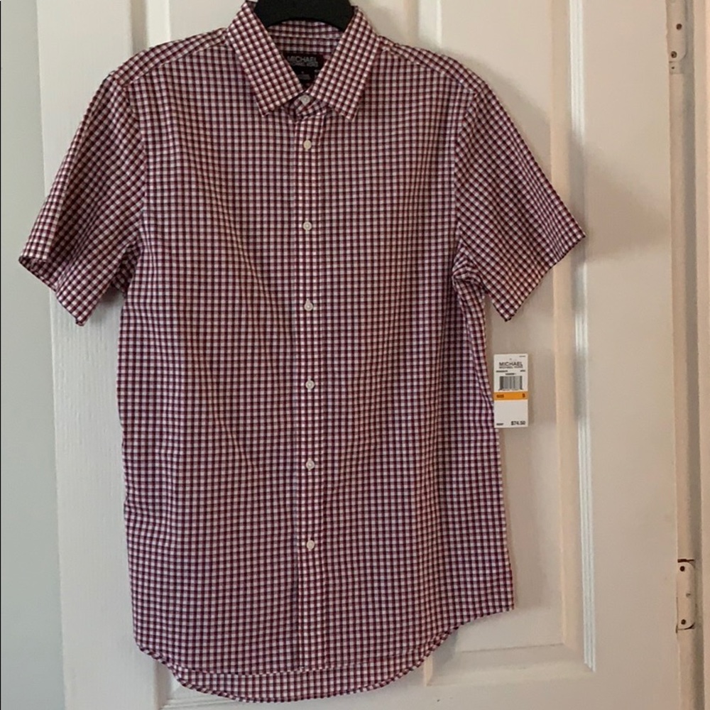 NWT MICHAEL KORS blue plaid buttondown shirt  S